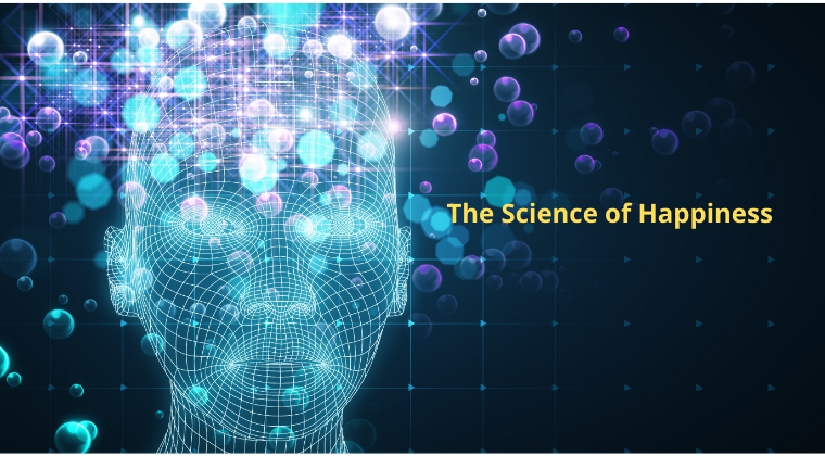 An electronic image of a head depicting science for art therapy now's online course the science of happiness.